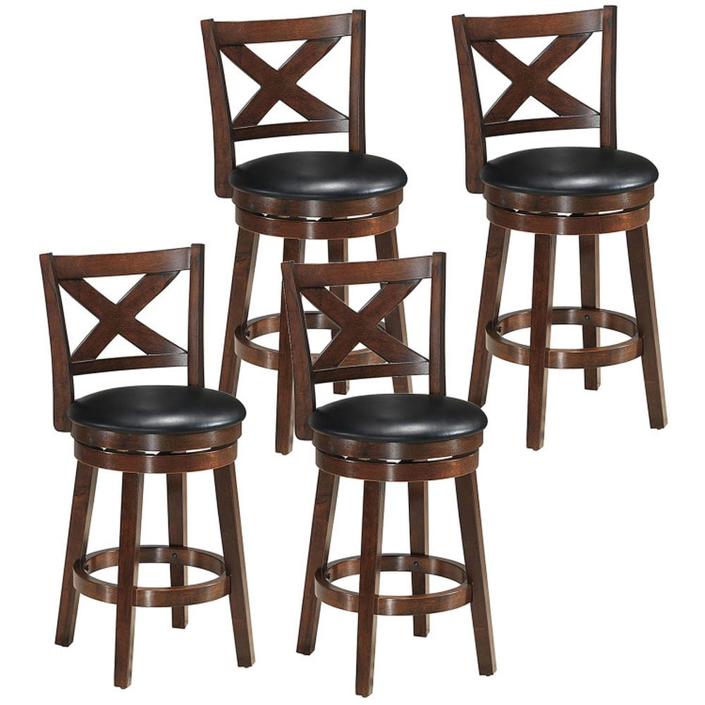 Kadyn Bar Stools, Barstools, Counter Stools, Island Stools, Bar Chairs,Swivel X-back Upholstered Counter Height Bar Stool with PVC Cushioned Seat-24 Inch