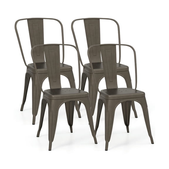 Kadyn Bar Stools Chair,Kitchen Dining Stool Chairs,Dining Chair,4 Pcs Modern Bar Stools with Removable Back and Rubber Feet-Gun