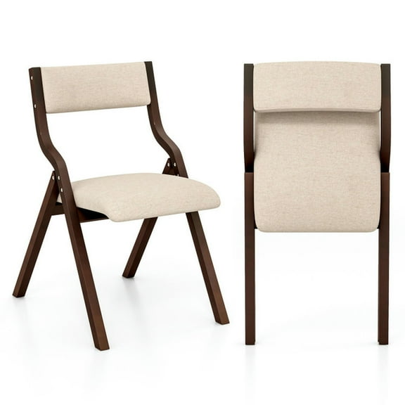 Kadyn Bar Stools Chair,Kitchen Dining Stool Chairs,Dining Chair,Set of 2 Wooden Folding Dining Chair with Linen Fabric Padded Seat and Backrest-Coffee