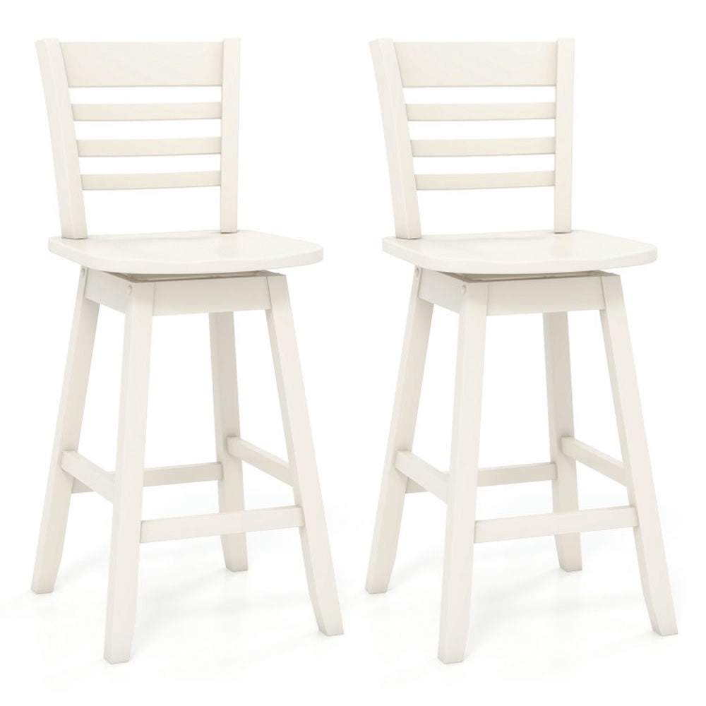 Kadyn Bar Stools, Counter Bar Stools, Counter Height Barstools Set of 2 with Footrest for Kitchen Island Bar-Cream White