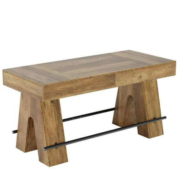 Kadyn Bar Table, Counter Pub Table, High Top Bar Counter Tables with Sturdy Base for Dining Room, Apartment, Rustic Brown