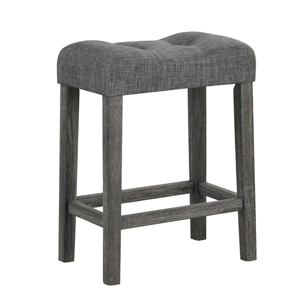 Kadyn Barstools Set of 2, Modern Counter Height, 24 Inch Kitchen Saddle Bar Stools with Padded Seat for Kitchen Island, Gray