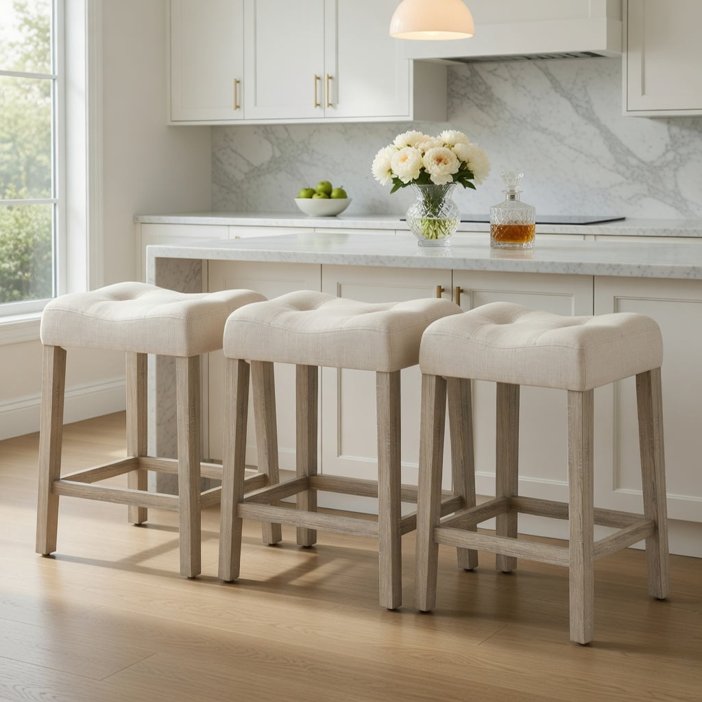Kadyn Barstools, Countertop Bar Chairs,Bar Stools,Set of 4 Upholstered Counter Height Bar Stool with Curved Saddle-Seat-Gray