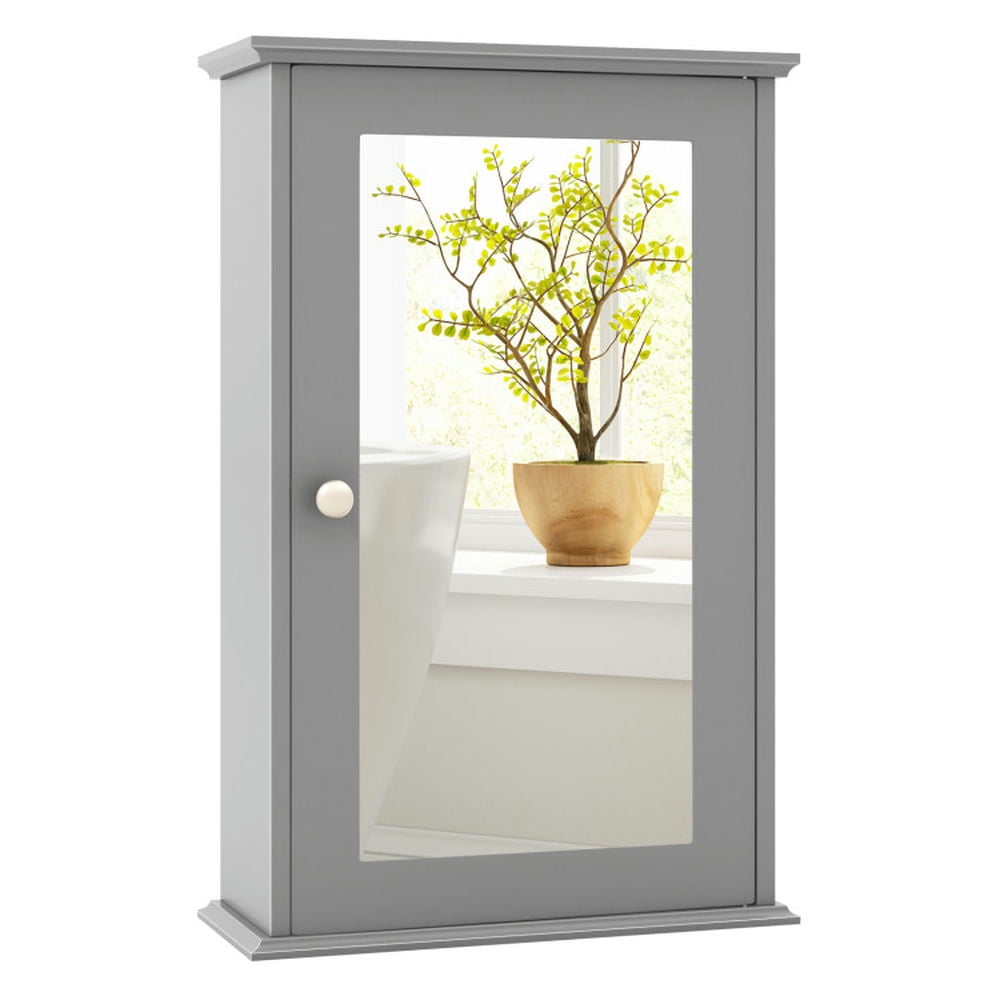 Kadyn Bathroom Cabinet Wall Mounted, Hanging Cabinet, Wall Cabinet,Bathroom Wall Cabinet with Single Mirror Door-Gray