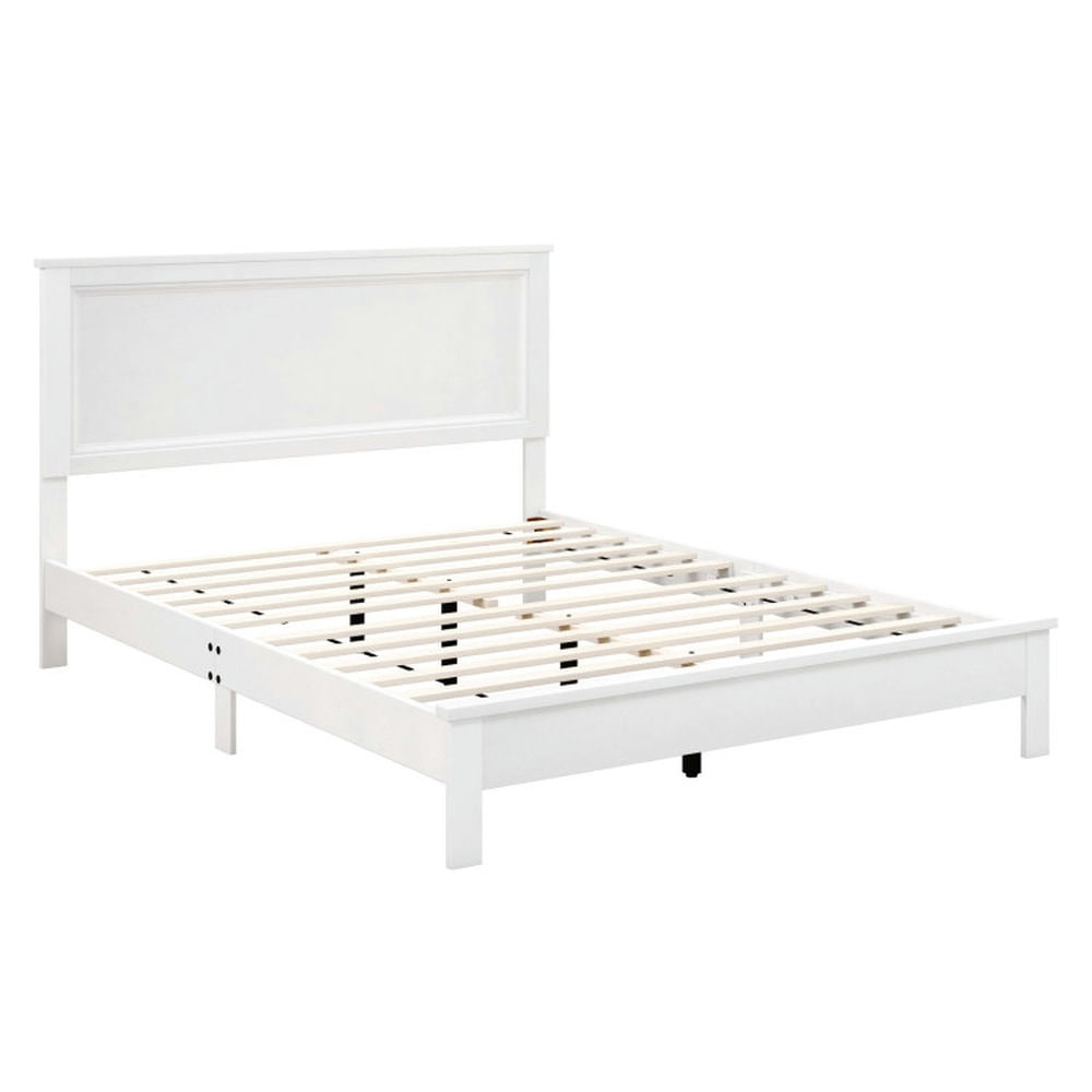 Kadyn Bed Frame, Platform Bed Frame,Full Size Platform Slat Bed Frame with High Headboard-White