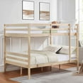 thumbnail image 1 of Kadyn Bed Frame, Platform Bed Frame,Full over Full Bunk Bed with Ladder,Wooden Bunk Bed with High Guardrail and Ladder,No Box Spring Needed,Natural, 1 of 11