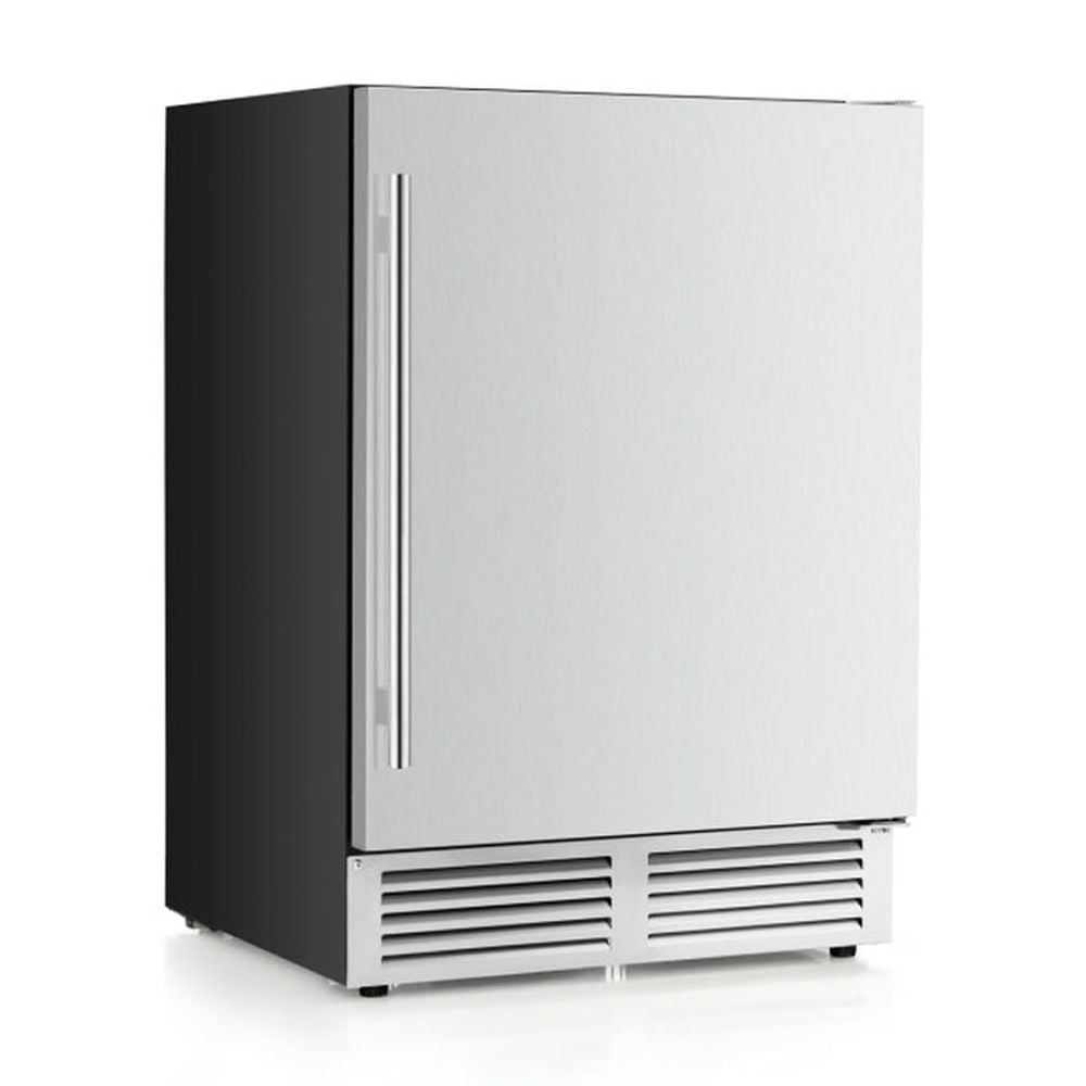 Silver Stainless Steel 24" Undercounter Beverage Refrigerator