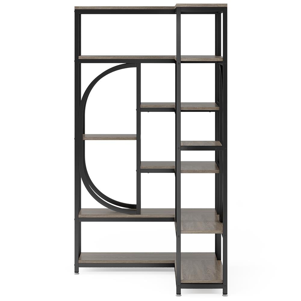 Kadyn Bookshelf Bookcase, Display Rack,7-Shelf Corner Bookshelf, L ...