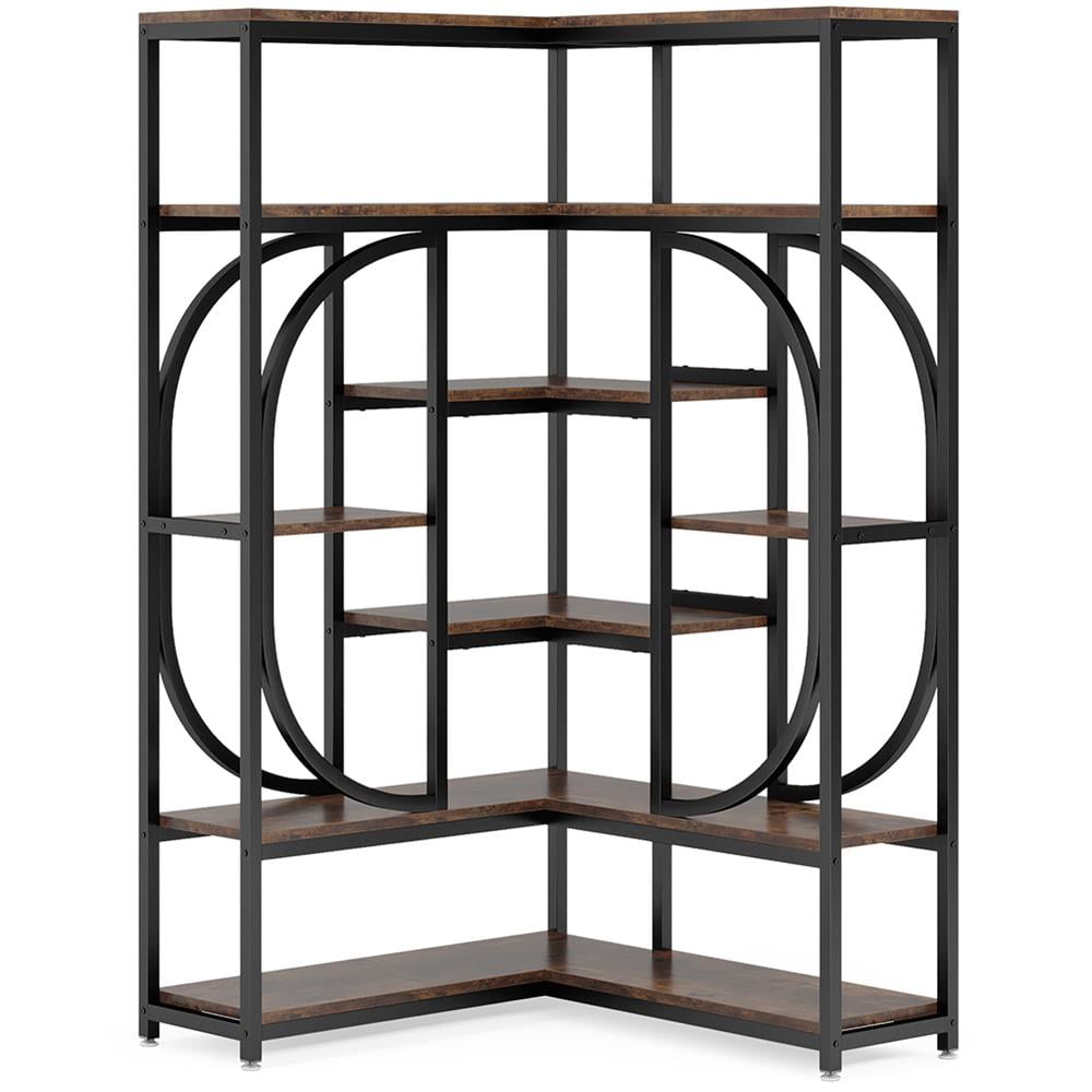 Kadyn Bookshelf Bookcase, Display Rack,7-Shelf Corner Bookshelf, L ...