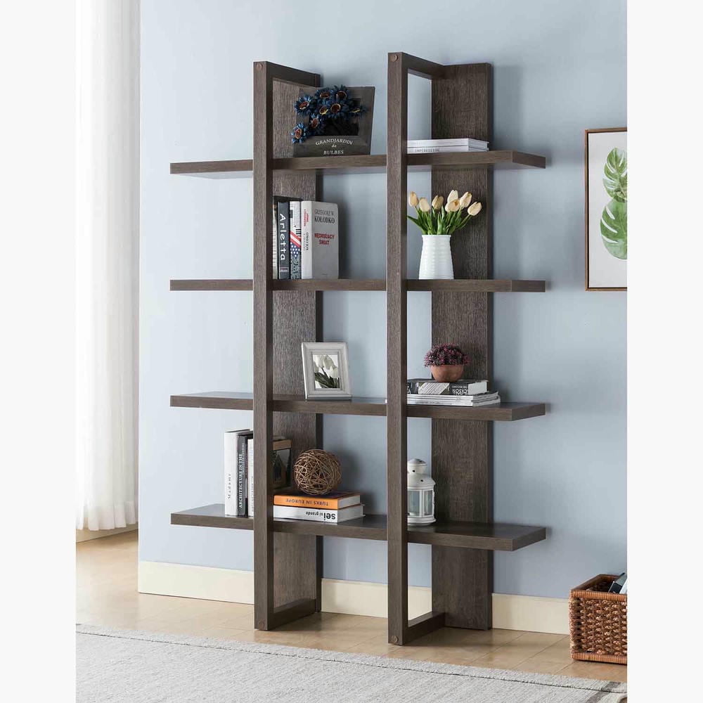 Kadyn Bookshelf Bookcase, Display Rack,Wooden 4- Tier Display ...