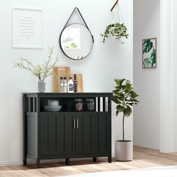 Kadyn Buffet Cabinet with 2 Doors and Adjustable Shelves, Sideboard Cabinet for Kitchen, Entryway, Living Room, Black