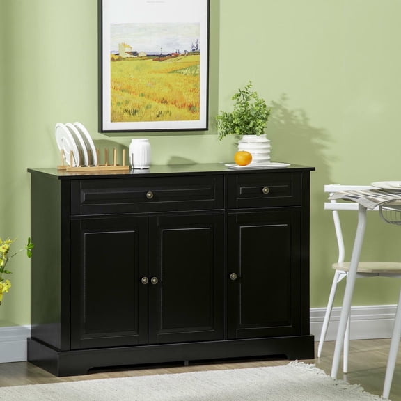 Kadyn Buffet Cabinet with 2 Drawers and Adjustable Shelves, Sideboard Cabinet for Living Room, Kicthen, Black