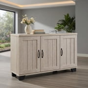 Kadyn Buffet Sideboard,Sideboard Buffet Cabinet,3-Door Buffet Sideboard with Adjustable Shelves and Anti-Tipping Kits-White Wash