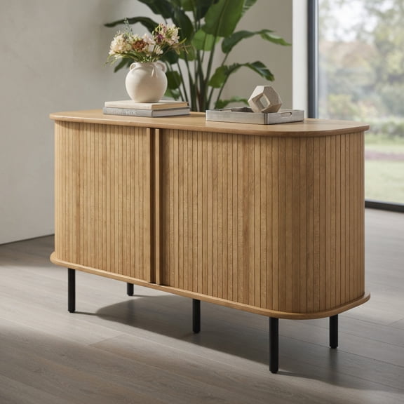 Kadyn Buffet Sideboard,Sideboard Buffet Cabinet,47 Inch Sideboard Buffet Cabinet with Adjustable Shelves-Oak