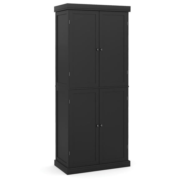 Kadyn Buffet Sideboard,Sideboard Buffet Cabinet,72.5 Inches Tall Buffet Cabinet with 6-Tier Shelves and 4 Doors-Black