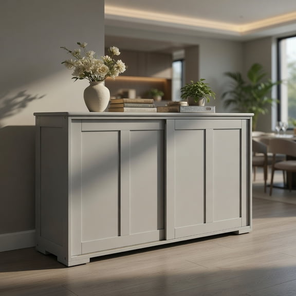 Kadyn Buffet Sideboard,Sideboard Buffet Cabinet,Antique Stackable Kitchen Storage Sideboard with Height Adjustable Shelf-Gray