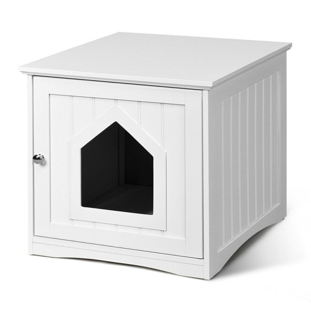 White Multi-Function Cat House Nightstand with P2 Density Board