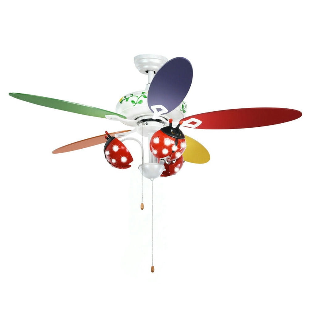 52'' Multicolor Iron and MDF Kids Ceiling Fan with Beetle Lampshade