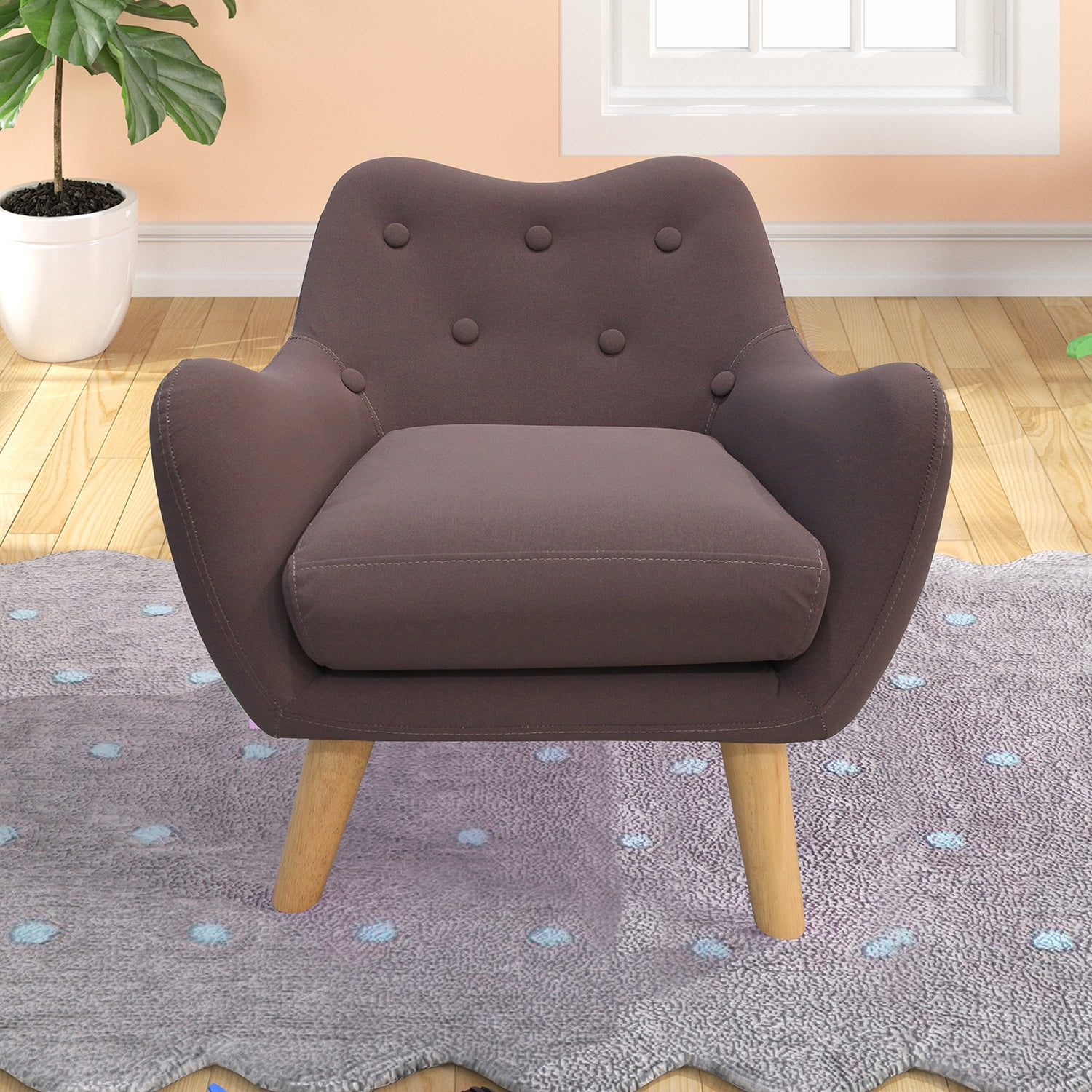 Kadyn Child Accent Armchair, Fabric Single Sofa Chairs with wooden legs, Upholstered Arm Chair for kids, Purple Kadyn Child Accent Armchair, Fabric Single Sofa Chairs with wooden legs, Upholstered Arm Chair for kids, Purple
