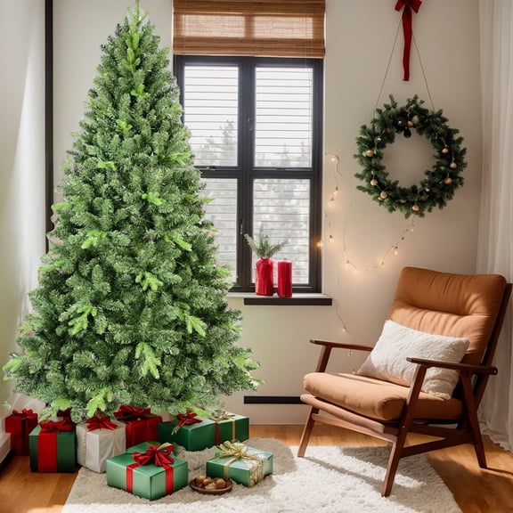 Kadyn Christmas Tree, Xmas Trees,Artificial 7Ft Green Christmas Tree with 1875Pvc/Hard Needle Mixed Branch Tips