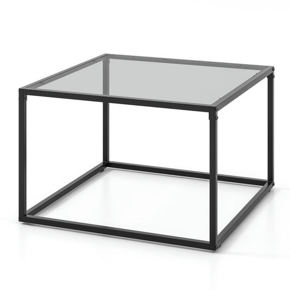 Kadyn Cocktail Tea Table,Coffee Table,Sofa Table Tea Table,27.5 Inch Home Square Tea Table with Heavy-duty Metal Frame-Gray