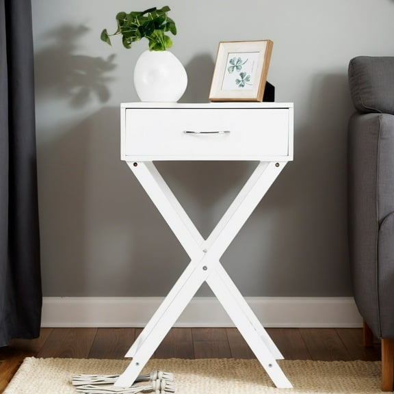 Kadyn Coffee Table,Desktop Table,Side Table,End Tables, Design Sofa Side Table with X-Shape Drawer for Living Room Bedroom-White