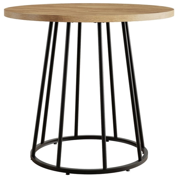 Kadyn Compact Round Dining Table with Metal Base and Space-Saving Design, 31.5 Inch Kitchen Table for 2-4 People, Breakfast Nook Dining Furniture, Brown