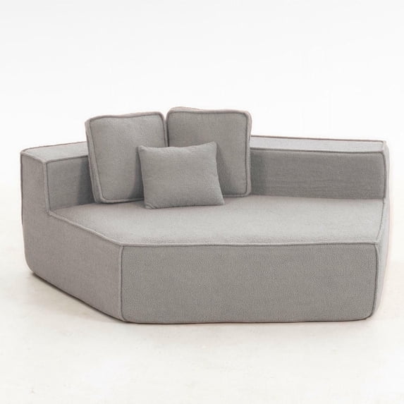 Kadyn Compressed Convertible Sofa with Plush Upholstered Seating and Three Supportive Back, Minimalist Teddy Fabric Couch for Living Room, Home Office, Gray -L
