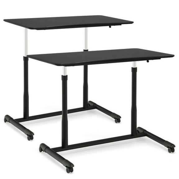 Kadyn Computer Desk, Laptop PC Table,Computer Table,Height Adjustable Computer Desk Sit to Stand Rolling Notebook Table -Black