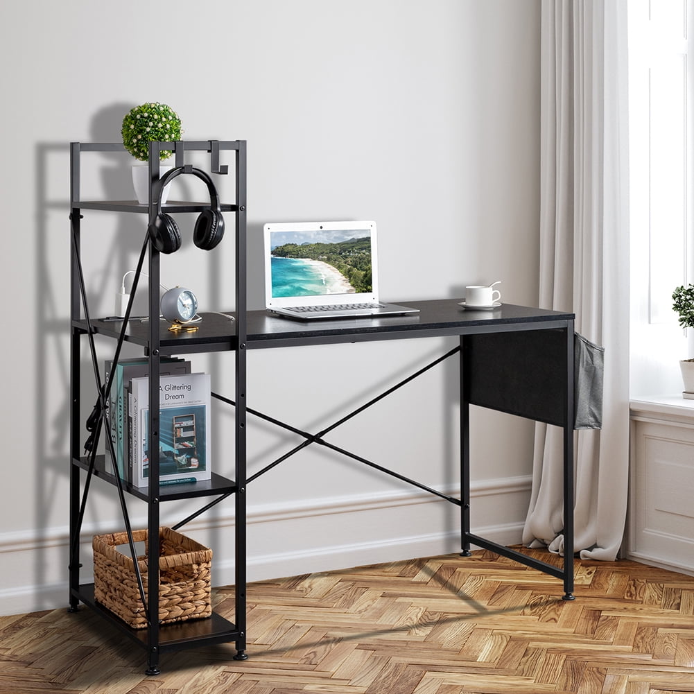 Kadyn Computer Desk, Side Storage Desk with Non-woven Bag and USB Power Port, Durable Study Table for Home, Black Kadyn Computer Desk, Side Storage Desk with Non-woven Bag and USB Power Port, Durable Study Table for Home, Black