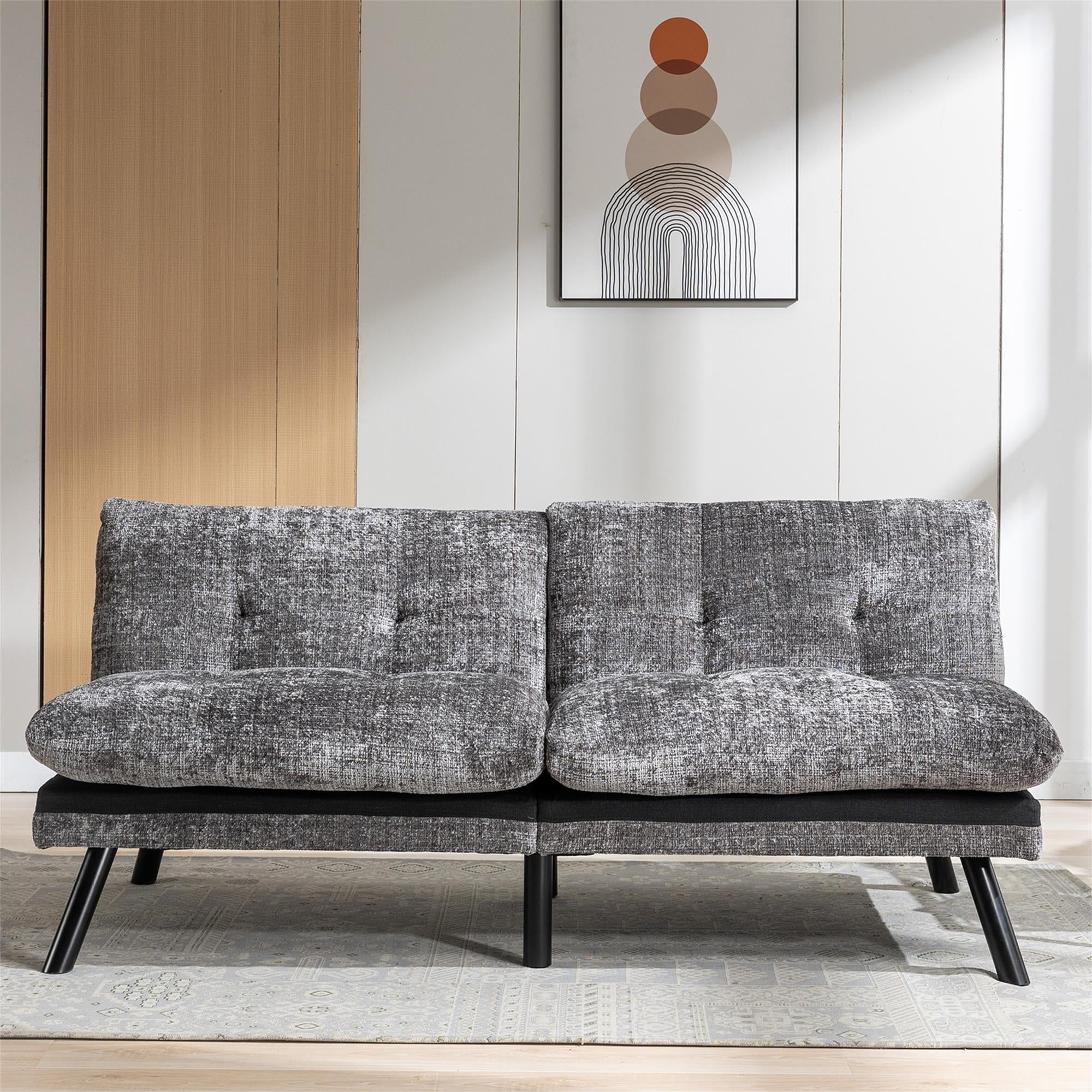 Kadyn Convertible Sofa Bed, Loveseat Futon Bed with Metal Legs, Adjustable Lounge Couch for Compact Living Space Chenille, Grey Kadyn Convertible Sofa Bed, Loveseat Futon Bed with Metal Legs, Adjustable Lounge Couch for Compact Living Space Chenille, Grey