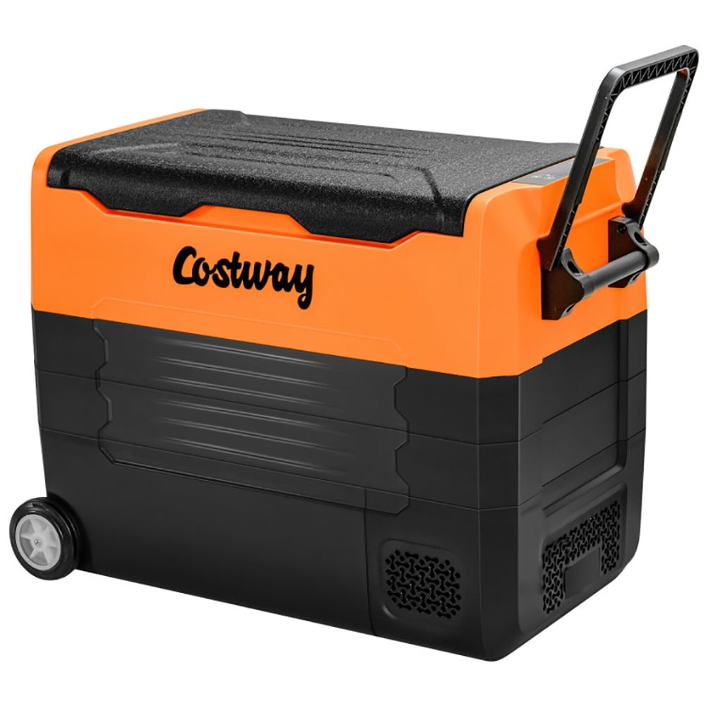 Kadyn Cooler Box, Outdoor Cooler,58 Quarts Car Refrigerator Portable RV Freezer Dual Zone with Wheel-Orange