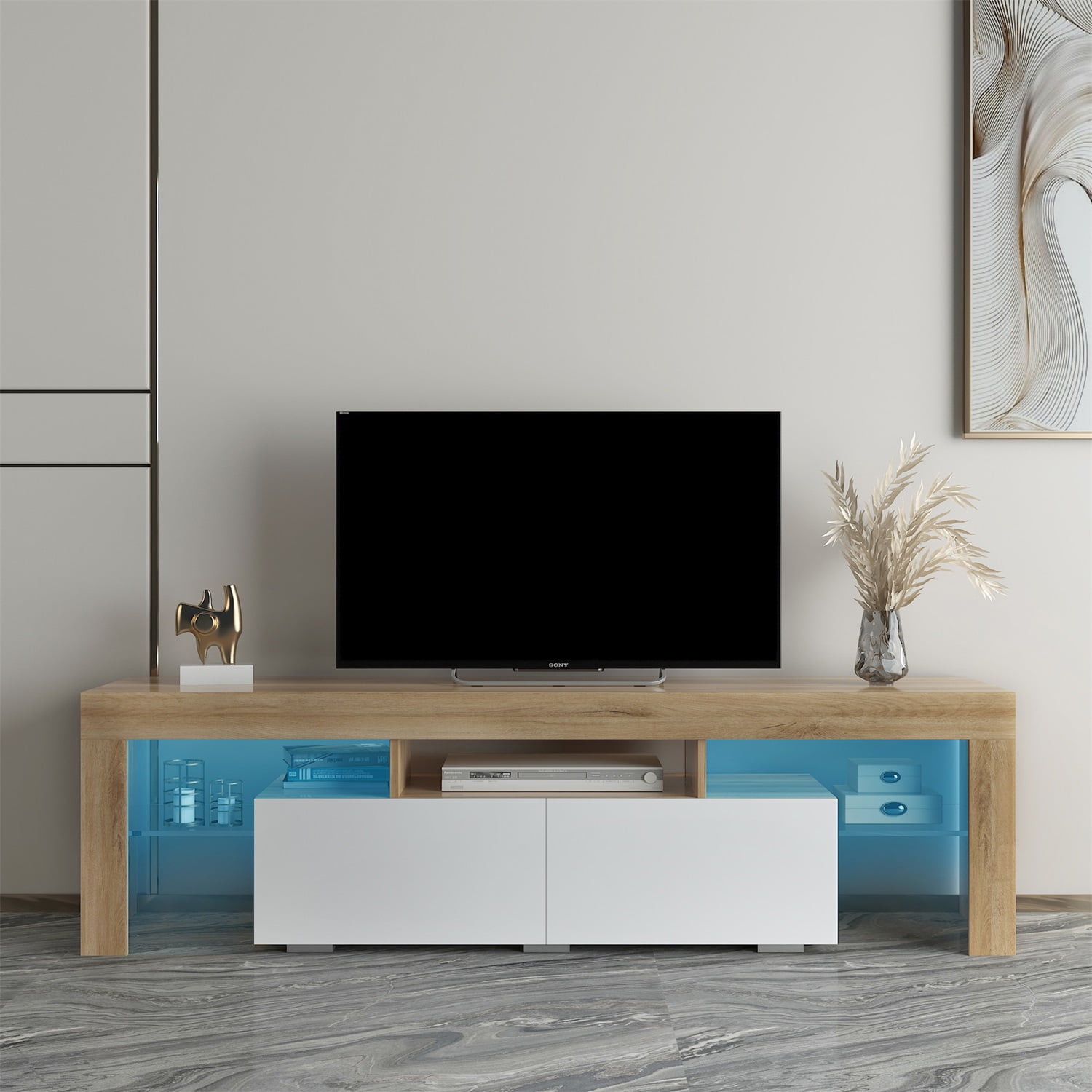 Kadyn Corner Tv Stand, Entertainment Center for Tvs with Storage, Tv Console with Rgb Lights for Living Room, Oak Kadyn Corner Tv Stand, Entertainment Center for Tvs with Storage, Tv Console with Rgb Lights for Living Room, Oak