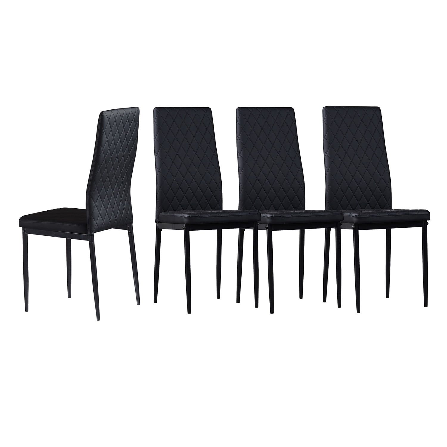 Kadyn Dining Chair Set of 4, Modern Leather Seat Kitchen Chairs, High Back Dining Side Chairs with Metal Legs for Living Room, Black Kadyn Dining Chair Set of 4, Modern Leather Seat Kitchen Chairs, High Back Dining Side Chairs with Metal Legs for Living Room, Black