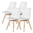 thumbnail image 1 of Kadyn Dining Chairs, Set of 4, Mid-Century Modern Dining Room Kitchen Chairs with PU Leather Cushions and Wooden Legs for Home, Living Room, Bedroom, Lounge, Casual Chairs, White, 1 of 7