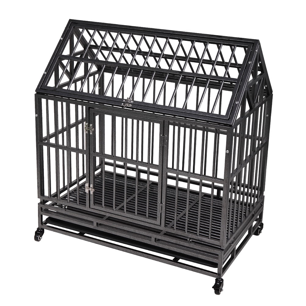 Kadyn Double Door Dog Crate with 4 Universal Wheels, Top Door and Front Door Open, Kennel for Small/Medium/Large Dogs for Indoor/Outdoor Travel, Black Kadyn Double Door Dog Crate with 4 Universal Wheels, Top Door and Front Door Open, Kennel for Small/Medium/Large Dogs for Indoor/Outdoor Travel, Black