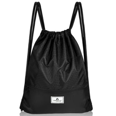 Kadyn Drawstring Backpack,Drawstring Bags,Drawstring Backpack String Bag Foldable Sports Sack with Zipper Pocket-Black
