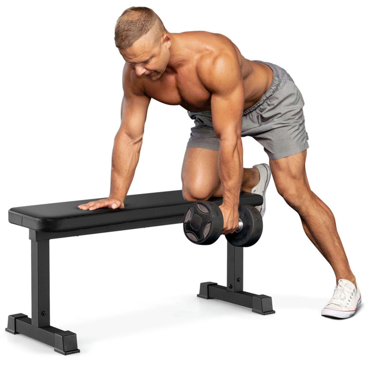 Kadyn 660 lbs Flat Weight Bench, Black