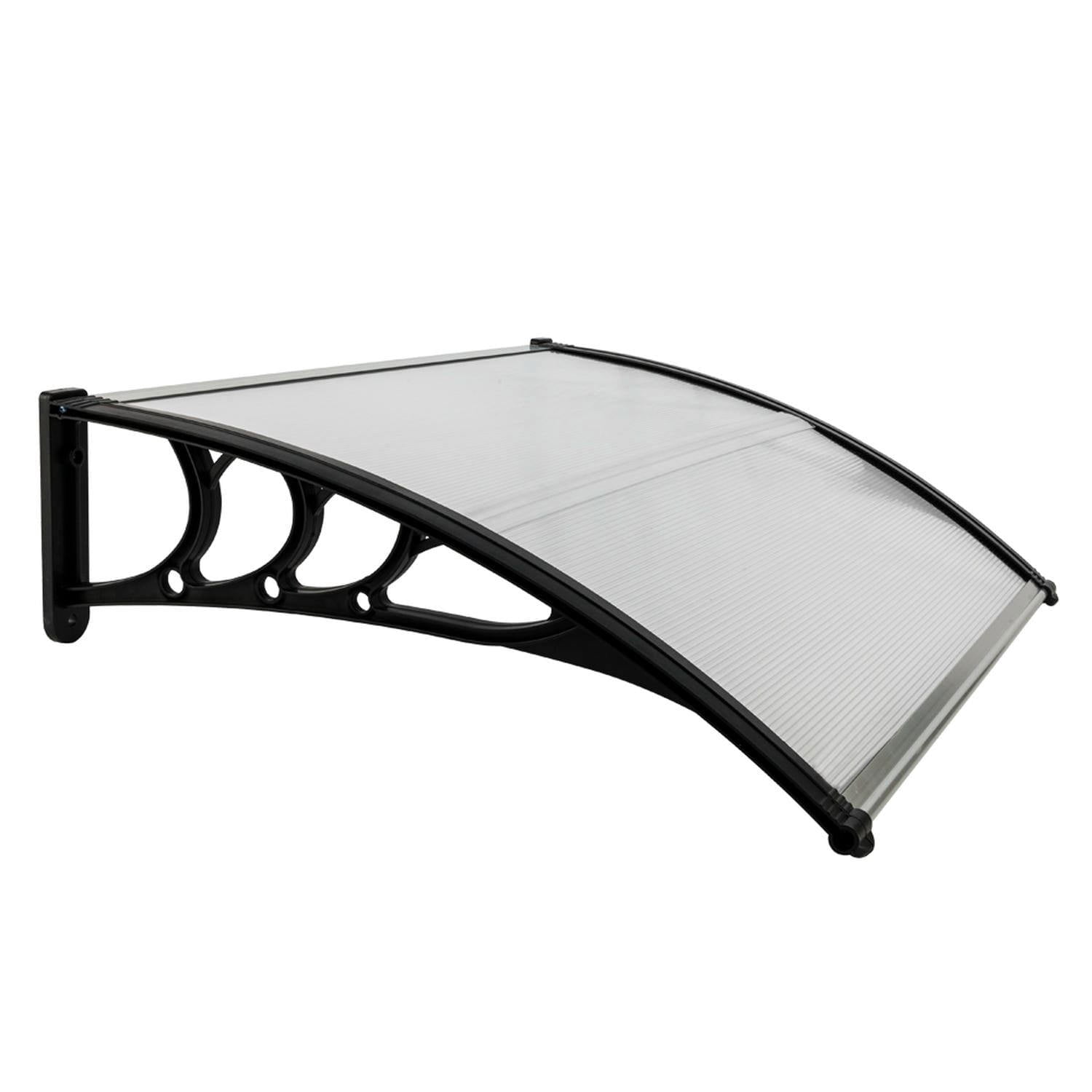 Kadyn Eaves Canopy with Rain Cover for Door and Window, Waterproof Outdoor Shelter with Bracket for Patio Entryway Protection, Black