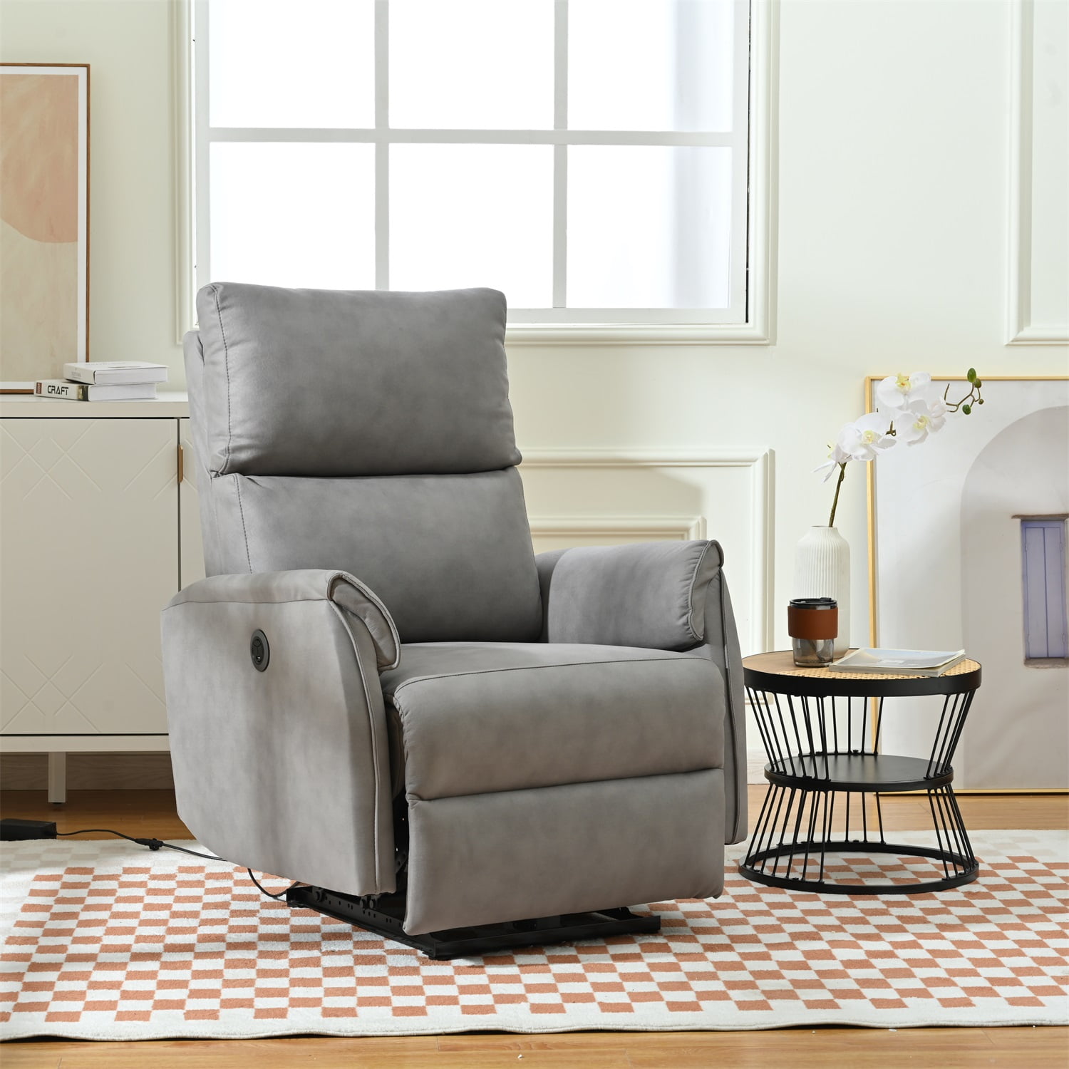 Kadyn Electric Power Recliner Chair, Upholstered Lounge Single Sofa, Home Theater Seating with USB Charging Ports for Living Room Bedroom, Gray Kadyn Electric Power Recliner Chair, Upholstered Lounge Single Sofa, Home Theater Seating with USB Charging Ports for Living Room Bedroom, Gray