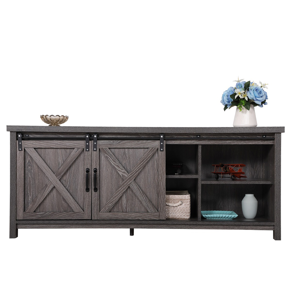 Kadyn Farmhouse Modern Barn Door Tv Stand for Tvs Up to 58", Entertainment Center for Tvs for Living Room, Entertainment Center with Storage, Dark Gray