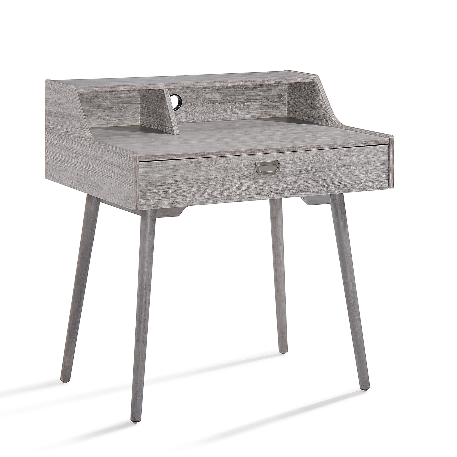 Kadyn Fiberboard Study Desk, Mid Century Studying Writing Table for Home Office, Modern Finished Fiberboard Studying Writing Table with Drawer, Plaid Grey Oak Kadyn Fiberboard Study Desk, Mid Century Studying Writing Table for Home Office, Modern Finished Fiberboard Studying Writing Table with Drawer, Plaid Grey Oak
