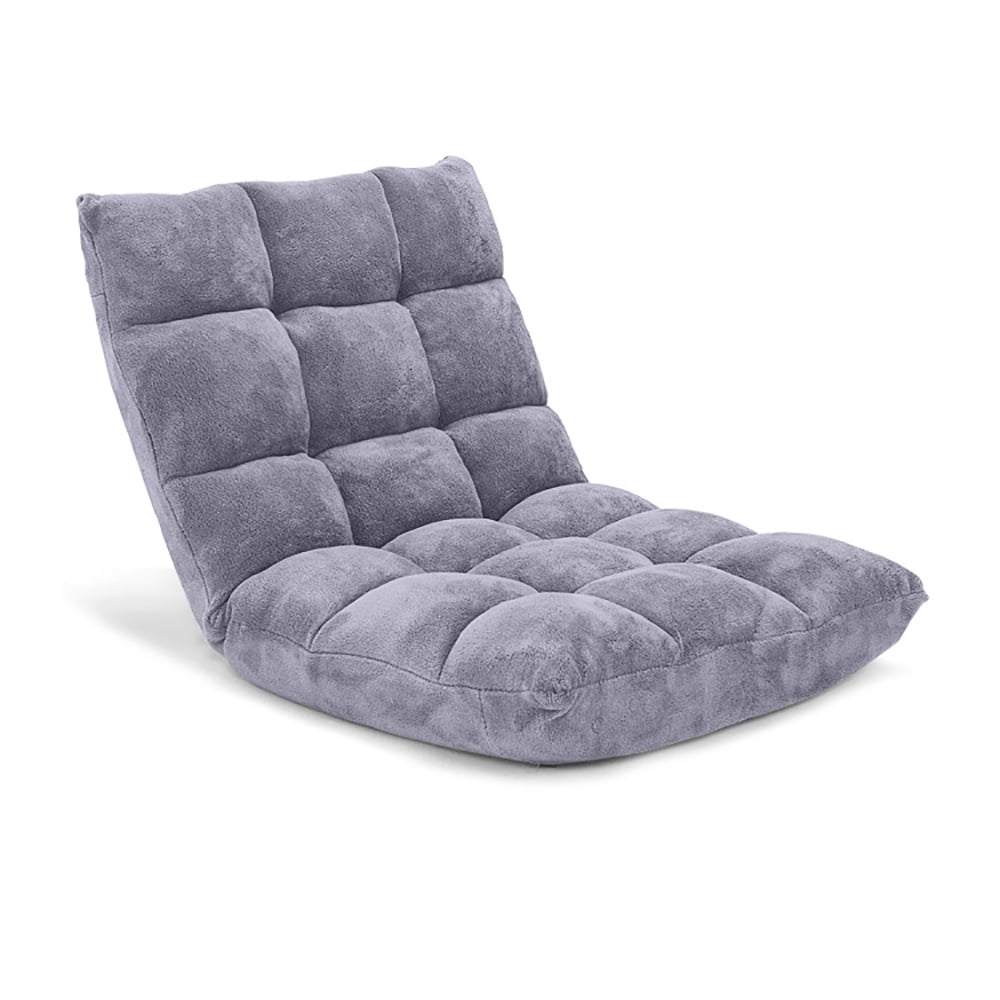Kadyn Floor Chair Legless Tatami Chair Lounge Chair Sleeper Bed Couch Recliner Adjustable 14 position Cushioned Floor Chair Gray