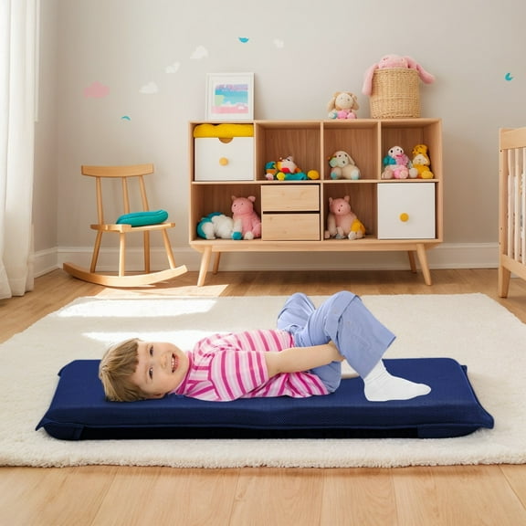 Kadyn Floor Chair, Legless Tatami Chair, Lounge Chair,Sleeper Bed Couch Recliner,Adjustable 6 positions Folding Lazy Man Sofa Chair Floor Chair-Navy