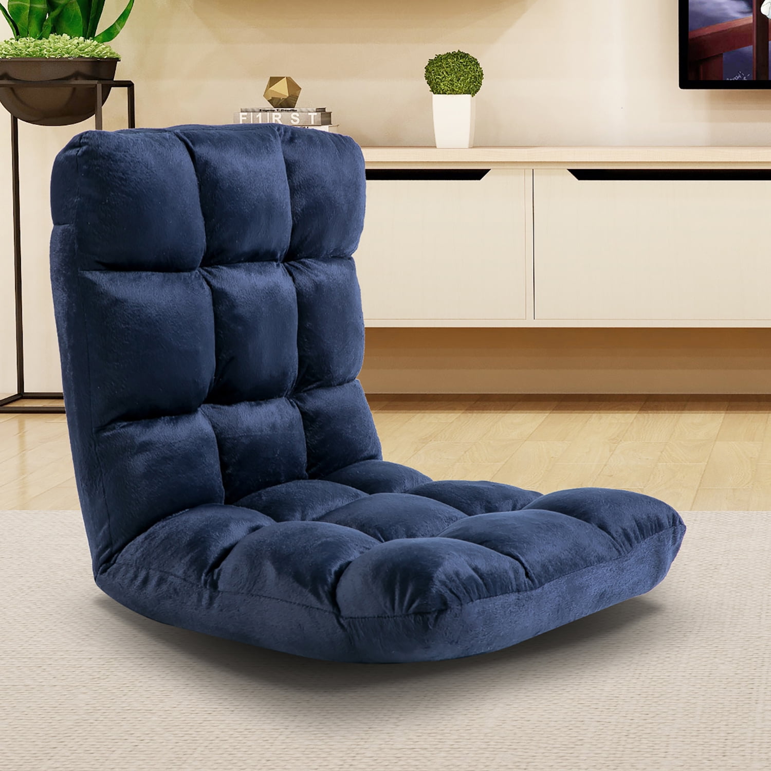 Kadyn Folding Padded Gaming Sofa Chair, 5-Position Adjustable Floor Chair with Back Support, Lounge Chair for Adults Video Gaming, Dark Blue Kadyn Folding Padded Gaming Sofa Chair, 5-Position Adjustable Floor Chair with Back Support, Lounge Chair for Adults Video Gaming, Dark Blue