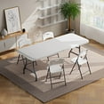 thumbnail image 1 of Kadyn 70.87" Heavy-Duty Plastic Fold-in-Half Table with Carry Handle, Portable Folding Table for Outdoor Picnic, Camping, Backyard, Parties, White (Table Only), 1 of 12