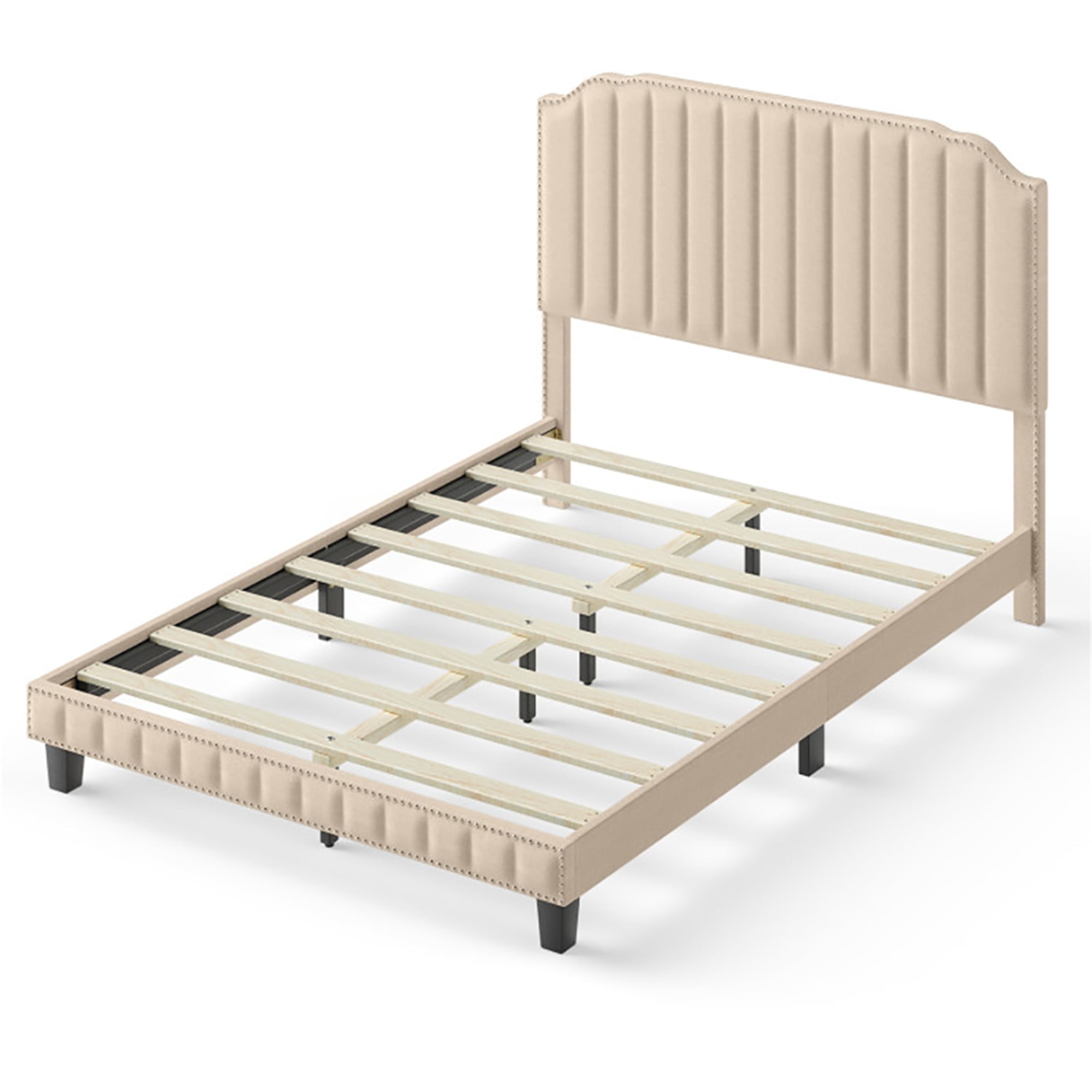 Kadyn Full Size Bed Frame with Headboard, Heavy Duty Upholstered Platform Twin Bed Frame, No Box Spring Needed, Under Bed Storage Space, Easy Assembly, Noise Free
