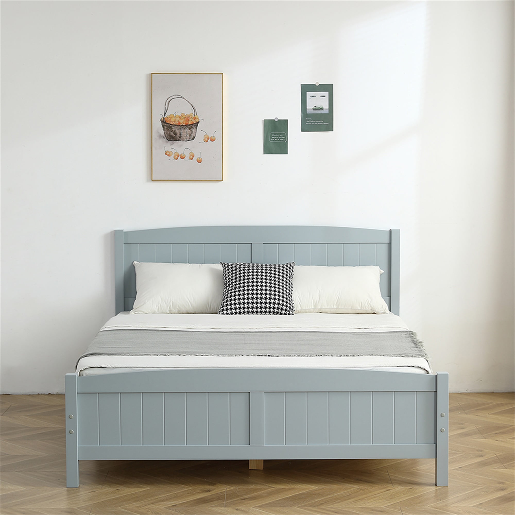 Kadyn Full Size Solid Wood Platform Bed Frame with Vertical Stripes Curved Headboard with Slat Supportwood Bed Frame Gray Solid Wood Bed Kadyn Full Size Solid Wood Platform Bed Frame with Vertical Stripes Curved Headboard with Slat Supportwood Bed Frame Gray Solid Wood Bed