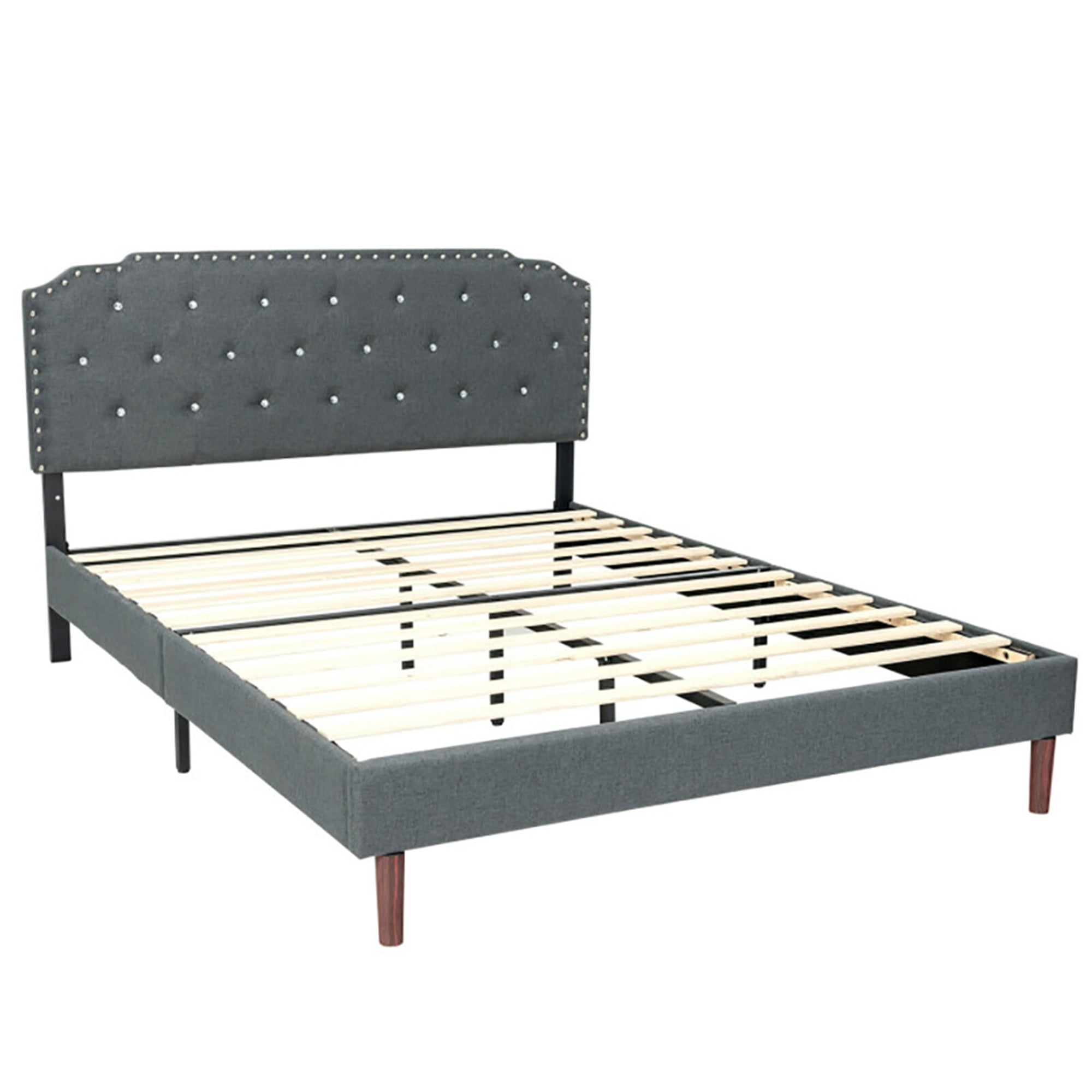 Kadyn Full Upholstered Platform Bed Frame with Headboard, Mattress Foundation, Wood Slat Support