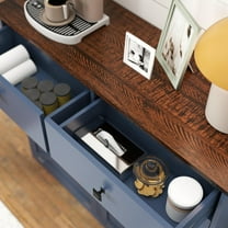 Kadyn Garbage Storage Cabinet with Hideaway Drawer, Barn Door Style Laundry Sorter Cabinet and Tilt Out Trash Cabinet, Waste Cabinet with 20 Gallon Trash Cans for Kicthen, Home, Blue